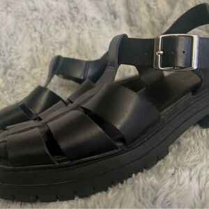 Black Leather Sandals